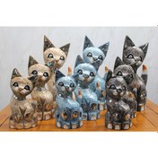 Resim Ahşap 3'lü Kedi Seti 40 Cm 