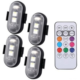 Resim Xindoker 4'lü Led Uyari Işigi: Ip65 Su Geçirmez, 8 Renk 7m Kumanda, 110mah Pil, Motor Bisiklet Drone Için Siyah 