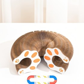 Resim Dayanıklı Akordeon Tasarımlı Kedi Tırmalayıcı, Katlanabilir Evcil Hayvan Yatağı ve Oyuncağı, Elektriksiz, Karton Malzeme, Kedi Sahibi, Tüy Önleyici, Sıkıntı Giderici 