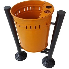 Resim Safirkom Metal Çöp Kovası, H Ayaklı, Siyah-Turuncu SÇ 30 STH Turuncu 