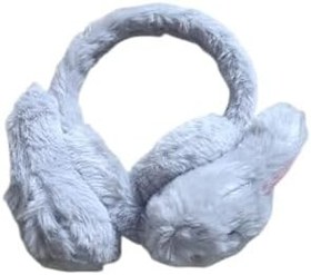 Resim Kız Çocuk 3D Peluş Tavşan Kulaklık Gri 
