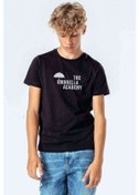 Resim The Umbrella Academy Logo&Yazi Baskılı Unisex Çocuk Siyah Tshirt 