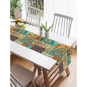 Resim Renkli Zemin Üzerinde Geometrik Desenli Dijital Baskılı Özel Tasarım Süet Runner 