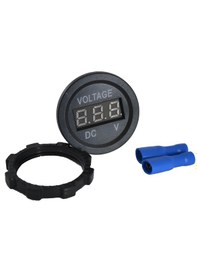 Resim 12v 24v Dc Voltmetre Yuvarlak Düz Yüzey Mavi Rakam 