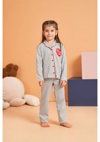 Resim Modadua Pjs 28065 Çocuk Düğmeli Pijama Takım Gri 