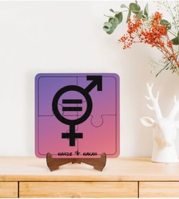 Resim Bk Gift Kişiye Özel Isimli Kadınlar Günü Tasarımlı Ahşap Standlı Puzzle Çerçeve-24 