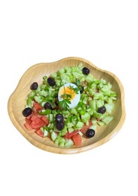 Resim Dekoratif Bambu Servis Tabak, Servis Tabağı, Salata Tabağı, Çap 25 Cm Ahşap - Bej 