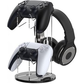 Resim Ps4 / Ps5 Yx029 Kulaklık Gamepad Masaüstü Ekran Tutucu Şeffaf + Siyah İçin 