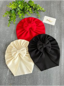 Resim pempem bandana Kız Bebek Fiyonk Detaylı Triko Bone 