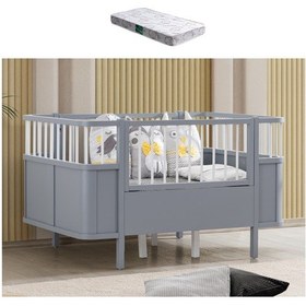Resim Siesta Büyüyen Beşik 90 x 130 CM - Gri + 1 Comfort Yatak Gri 