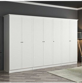 Resim Kale 7 Kapaklı 2ç Taçlı Dolap Beyaz Mebran Panjur Beyaz 190cm Beyaz 