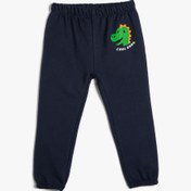 Resim Erkek Bebek Jogger Eşofman Altı Beli Lastikli Dinozor Baskılı 
