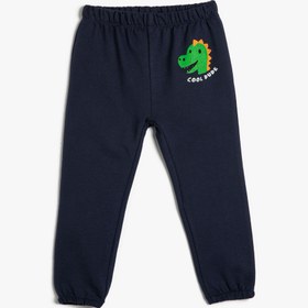 Resim Erkek Bebek Jogger Eşofman Altı Beli Lastikli Dinozor Baskılı 