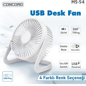 Resim MetaForce Mini Fan Masaüstü 5V USB Kablolu 360 Derece Vantilatör Sessiz Soğutucu Kamp Çadır Karavan Ofis Araba 