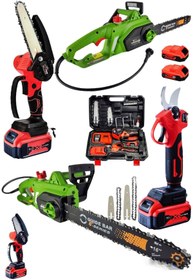 Resim DYNAMİC MAX 3'lü SET 4800w Elektrikli Hızar Testere Ağaç Odun Kesme Testeresi 128vf Şarjlı Dal Budama ve Makas 