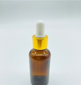 Resim Şişe Dükkanı Altın Kapak Top Uç Damlalıklı Cam Amber Şişe 10 x 30 ML 