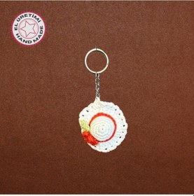 Resim Uretti - Tuğba 9352 El Yapımı Örgü Çiçek Detaylı Şapka Model Anahtarlık Beyaz 