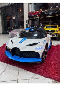 Resim Poyraz Akülü Bugatti Güçlü Motorlu 12v Akülü Araba Özel Plaka Mavi 