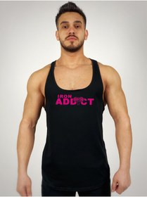 Resim Black İstanbul Siyah Erkek Regular Fit -pink Iron Addict- Baskılı Sporcu Atlet 