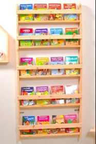 Resim evbiziz Çocuk Odası Eğitici Montessori Kitaplıkraf Duvar Rafı 5 Li 145cm-72 Cm-8,5 Cm 