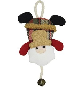 Resim Yılbaşı Kapı Süsü Ekoseli Çanlı Noel Baba 20 Cm 