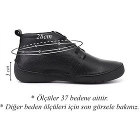 Resim Gönderir Gönderi R Kadın Siyah Floter Bağcıklı Hakiki Deri Comfort Bot Dkzb02842661 