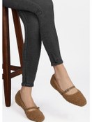 Resim Kadın Şık Peluş Ev Ayakkabısı Babet Panduf - Vizon 