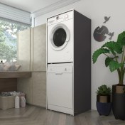 Resim Kenzlife çamaşır-bulaşık makinesi dolabı borya gri 180*70*60 banyo kapaksız arkalıksız 