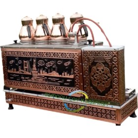 Resim Osmanlı Çay Kazanlarıosmanlı Kız Kulesi 4 Gözlü Bakır Çay Kazanı Semaver Çay Makinesi 
