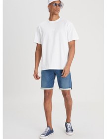 Resim Slim Fit Dar Kesim Yüksek Bel 5 Cepli Açık Mavi Jean Kot Şort L24107958 Stone 