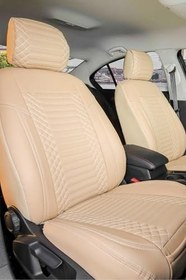 Resim Volvo S40 2004-2012 ile Uyumlu Lüx Deri Oto Koltuk Kılıfı Ön Arka Takım Exclusive BEJ 