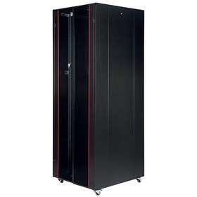 Resim Lande 42U 800x1000 Hyperline Dikili Tip Rack Kabinet Siyah - Ön Cam Kapak Tekerlekli 
