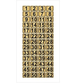 Resim Metal Kapı,masa,dolap Numarası 10cmx15cm 52 Adet Dikdörtgen 1 52 Altın Renk Metal 