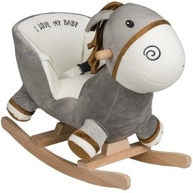 Resim Eğitici Peluş Sallanan At Ahşap Sallanan At Gri 