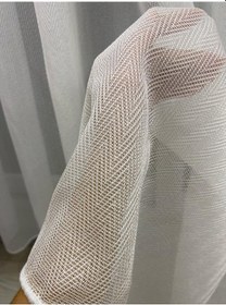 Resim 4003 Ağır Gramajlı Balık Sırtı Desenli Modern Ekru Tül Perde 1/3 Sık Pileli Ekru 