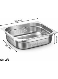 Resim Üret Çelik Üret Delikli gastronom Küvet Gn 2/3 40 mm 3 lt 