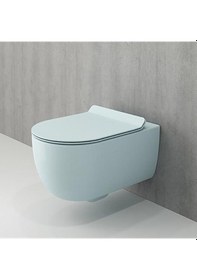 Resim Bocchi V-Tondo Rimless Asma Klozet Kanalsız Kapak Hariç Mat Buz M 