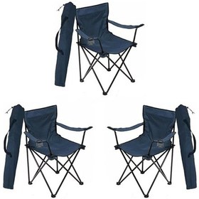 Resim Bofigo 3 Adet Kamp Sandalyesi Katlanır Sandalye Bahçe Koltuğu Piknik Plaj Balkon Sandalyesi Mavi 