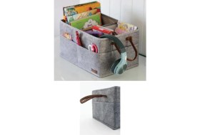 Resim Tekno Trust 20 x 30 Keçe Derili 3 Gözlü Anne Bebek Bakım Çantası, Çok Amaçlı Düzenleyici Organizer Çanta Gri Ke 