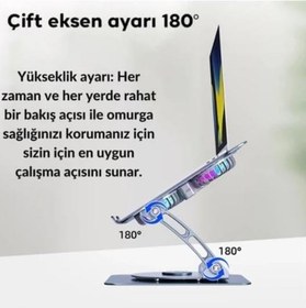 Resim Çift Fanlı Ayarlanabilir Metal Laptop Standı (360 Derece Dönebilen) 
