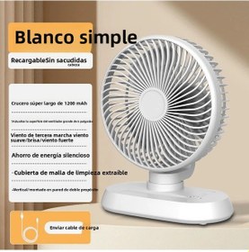 Resim Salınımlı Kafa Masaüstü Elektrikli Vantilatör 1200mah Beyaz 