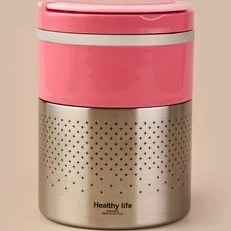 Resim 2 Katlı Çelik Yemek Termosu - Pembe - 1,5 Lt 