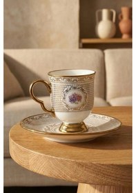 Resim Acar Gold Desenli Porselen Kahve Seti 6'lı Çok Renkli 