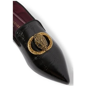 Resim Kurt Geiger Chelsea Point Deri Lüks Tasarım Kadın Loafer Siyah 