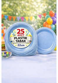 Resim Plastik Tabak 22cm 25'li - Açık Mavi 