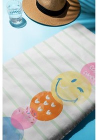 Resim Dijital Baskı Plaj Deniz Havlusu Emoji Desenli Peştamal Hvl0202 Renkli 