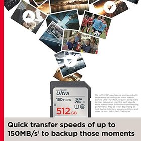 Resim Sandisk Ultra 512GB 150MB/s SDXC Hafıza Kartı UHS-I Sertifikalı Profesyonel Kullanım için 