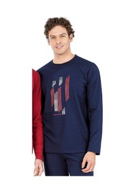 Resim Pierre Cardin 6063 Erkek Uzun Kollu Bisiklet Yaka Pijama Takımı-lacivert Siyah 