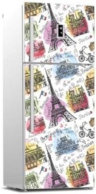 Resim Paris Desenli Buzdolabı Kapağı Kaplama Sticker 0139 BUZD000029 