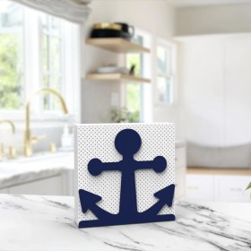 Resim Decorelax Çapa Temalı Mavi Metal Peçetelik 